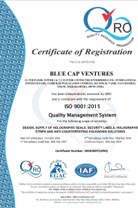 ISO 9001-2015 Certificate - Holofilm - Brand of Blue Cap Ventures